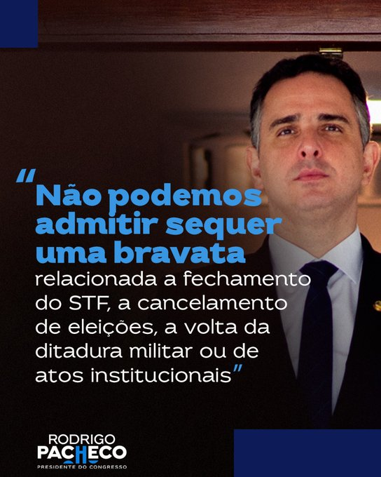 “Não podemos admitir sequer uma bravata relacionada a fechamento do STF”, diz Pacheco