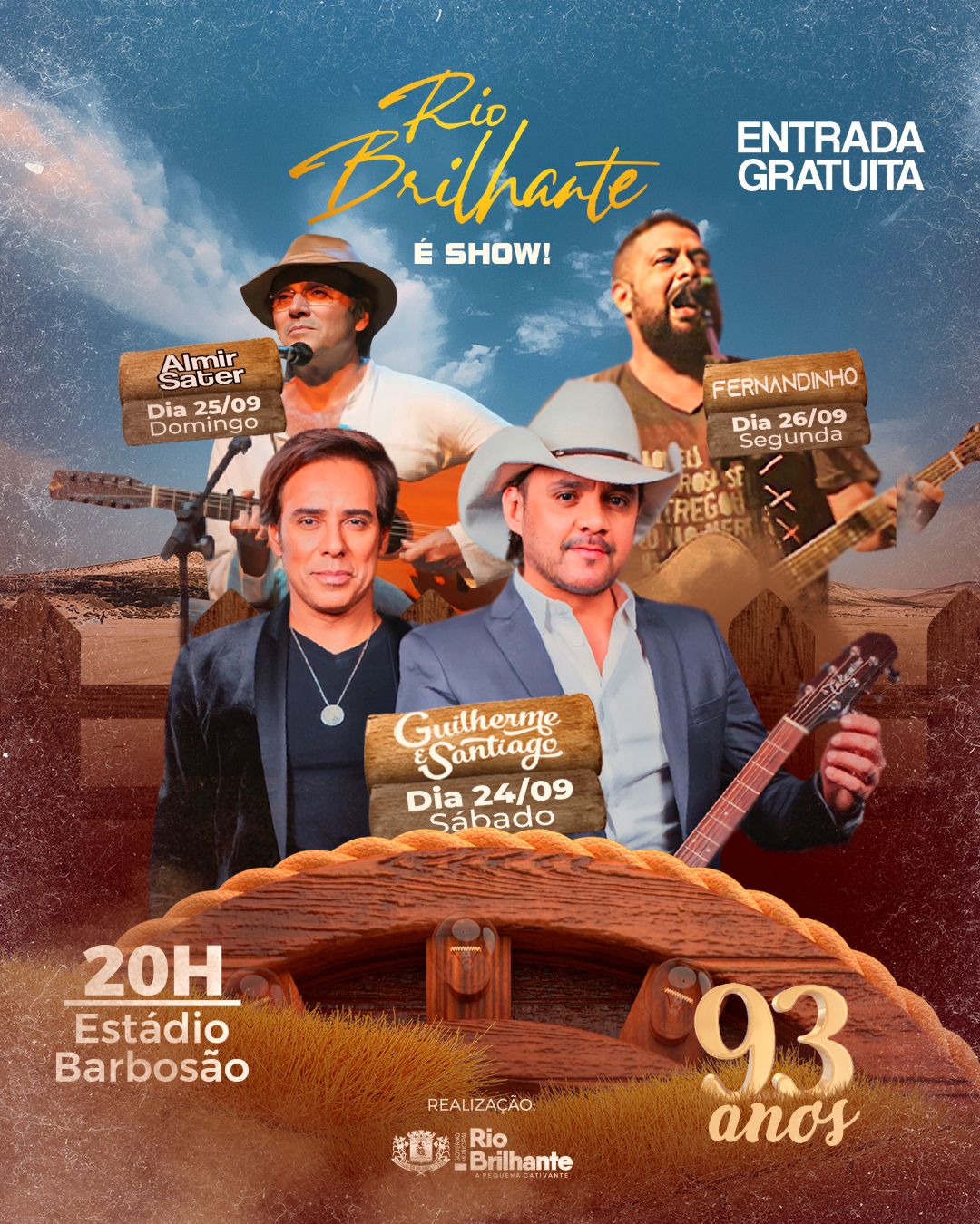 RIO BRILHANTE: 3 SHOWS NACIONAIS MARCAM CELEBRAÇÃO DOS 93 ANOS DO MUNICÍPIO