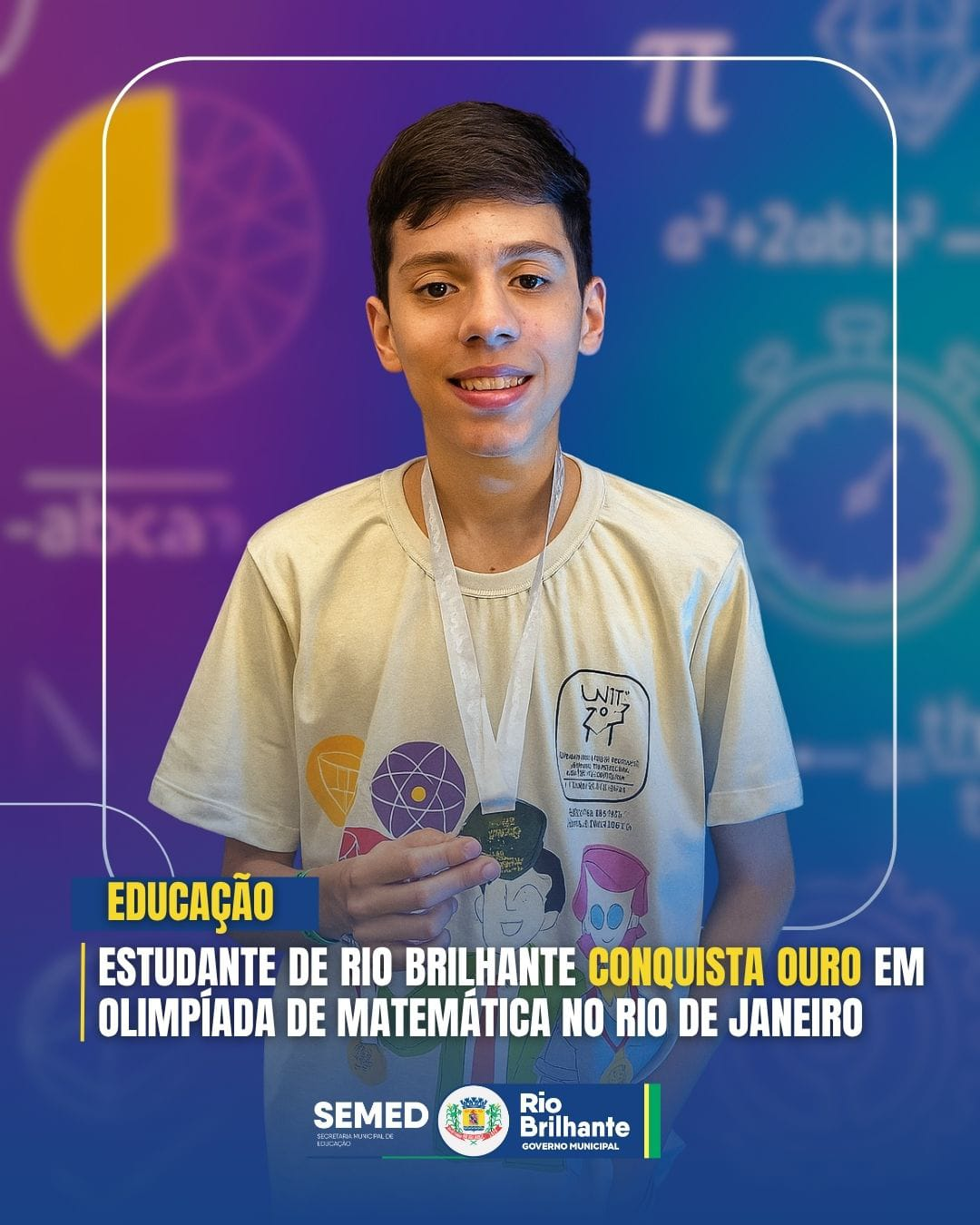 Estudante de Rio Brilhante conquista medalha de ouro em Olimpíada de Matemática no Rio de janeiro de janeiro